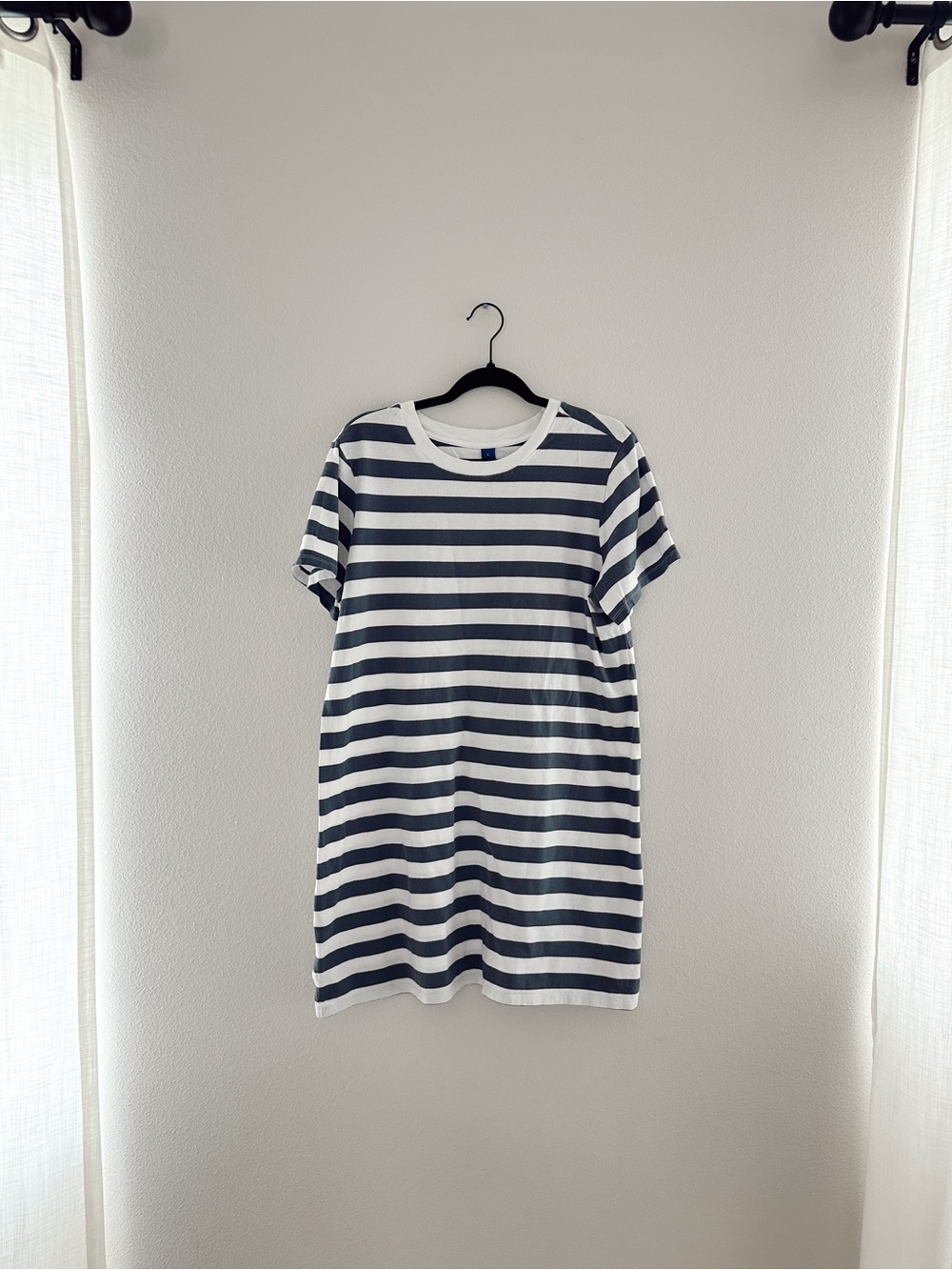 Striped T-Shirt Dress - Navy & White